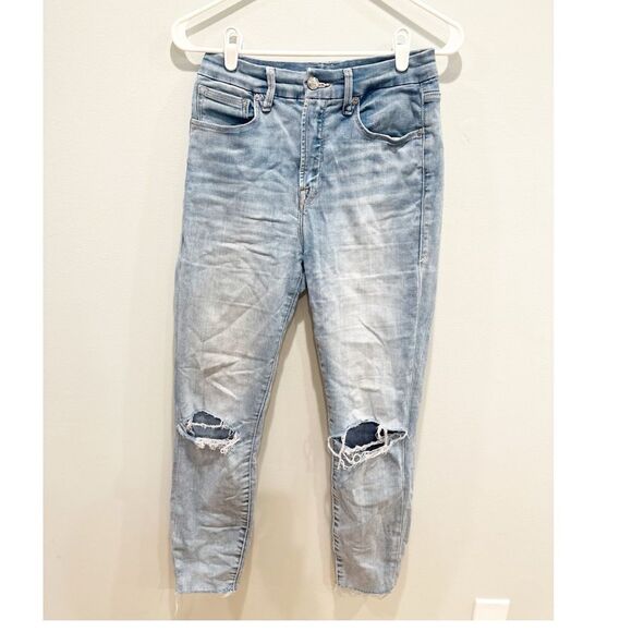 Good american good waist distressed light wash jeans - Picture 2 of 5